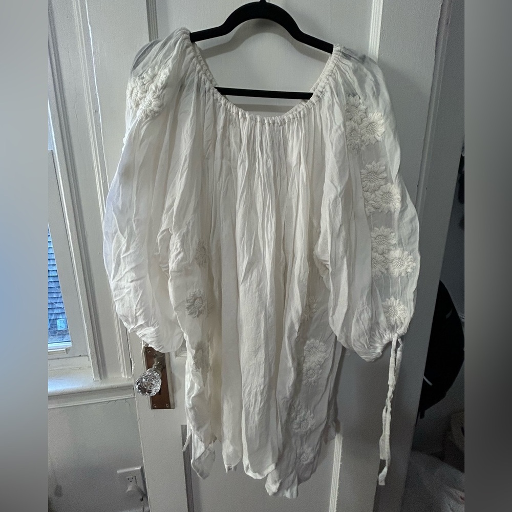 Innika Choo Frida Burrds embroidered mini smock dress - 1 - milk - Picture 5 of 9